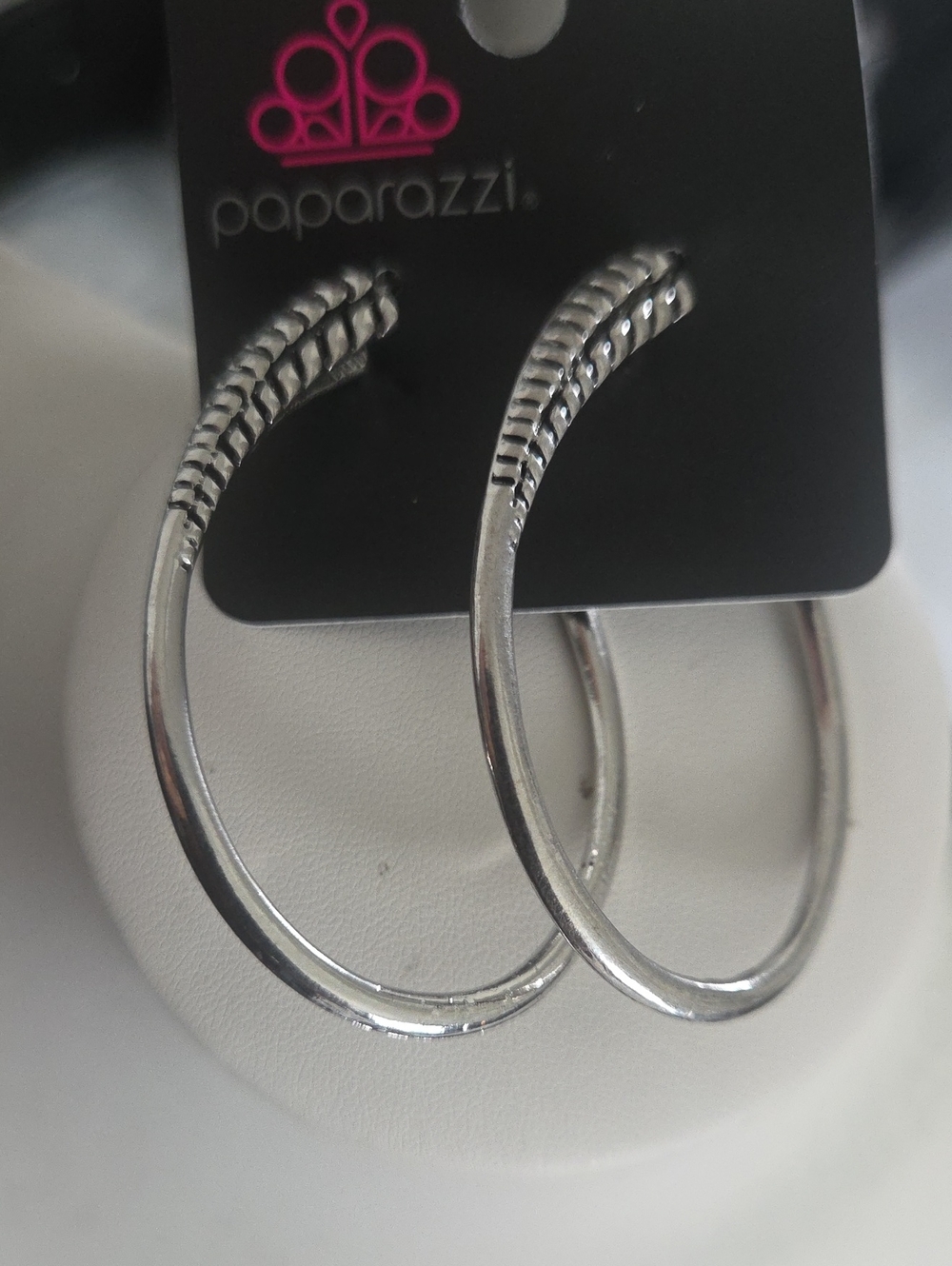 Paparazzi Fully Loaded Silver Hoop Earrings NWT
